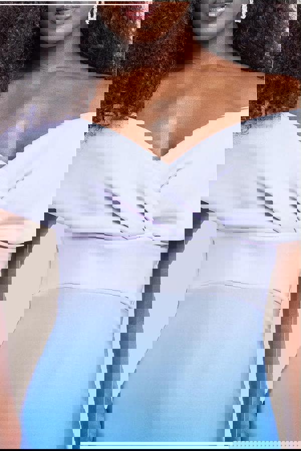 Ombre Front Wrap Bardot Midi Dress - Light Blue DR4222QZ