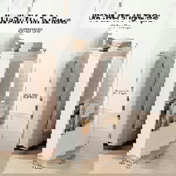 Levede Side Table with Magazine Rack Modern Slim End Table for Living Room