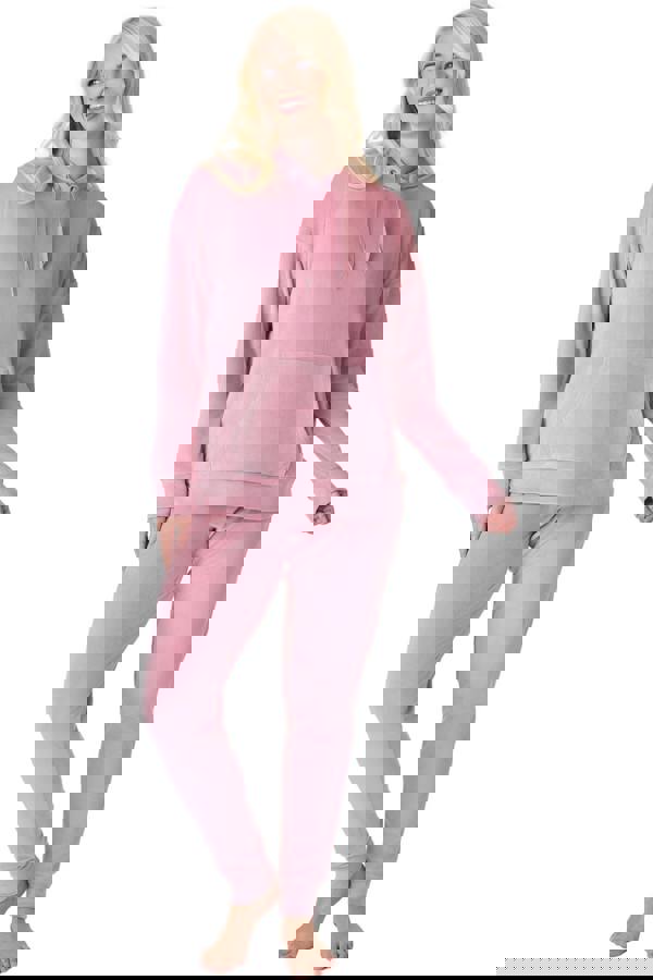 Camille Pink Supersoft Velour Loungewear Pyjama Set