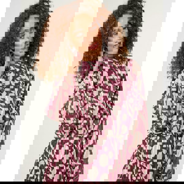 Blue Vanilla Abstract Polka Dot Dress And Metallic Striped Dress