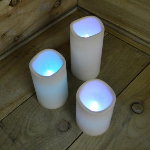 Samuel Alexander 15cm Premier Set of 3 Battery Operated Multi Pastel Colour Changing LED Candles