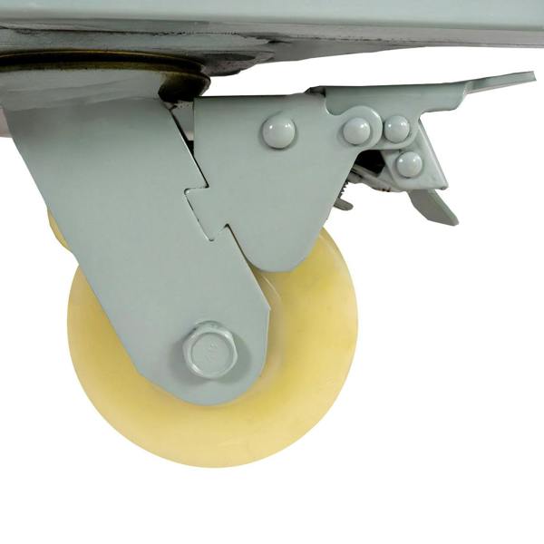 Heavy-duty caster wheel with a durable gray metal bracket and a smooth, large yellow polyurethane wheel for easy mobility