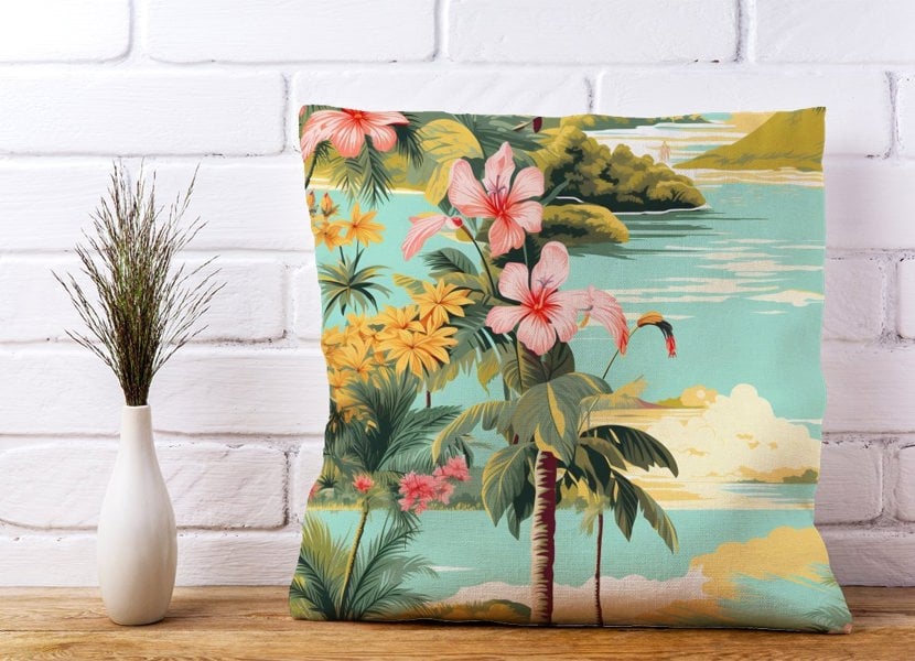 Warren Reed Palm Trees and Hibiscus Cushions