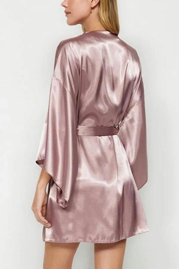 WOVCOR Satin Woven Dressing Gown with Belt