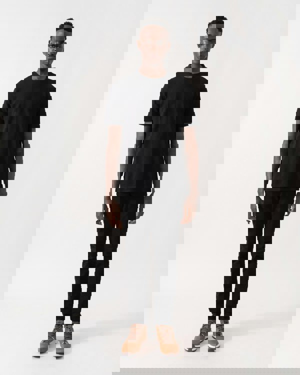 BOSS Green Taddy Mens Cotton Piqué T-Shirt with Oxford-Jacquard Back Collar - Black 008