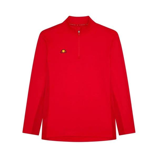 Ellesse Mens Zip Neck Long-Sleeved Golf Sweatshirt - Red - 