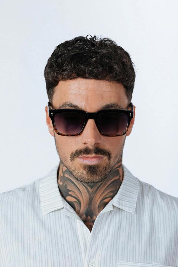 Square Sunglasses in Black Leopard - svnx