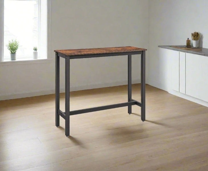 Modcraft Bar Table Desk, Industrial Style, 120x40x100 cm, Vintage Brown and Black, Sturdy Metal Frame