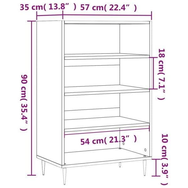 Berkfield Highboard Black 57x35x90 cm Engineered Wood