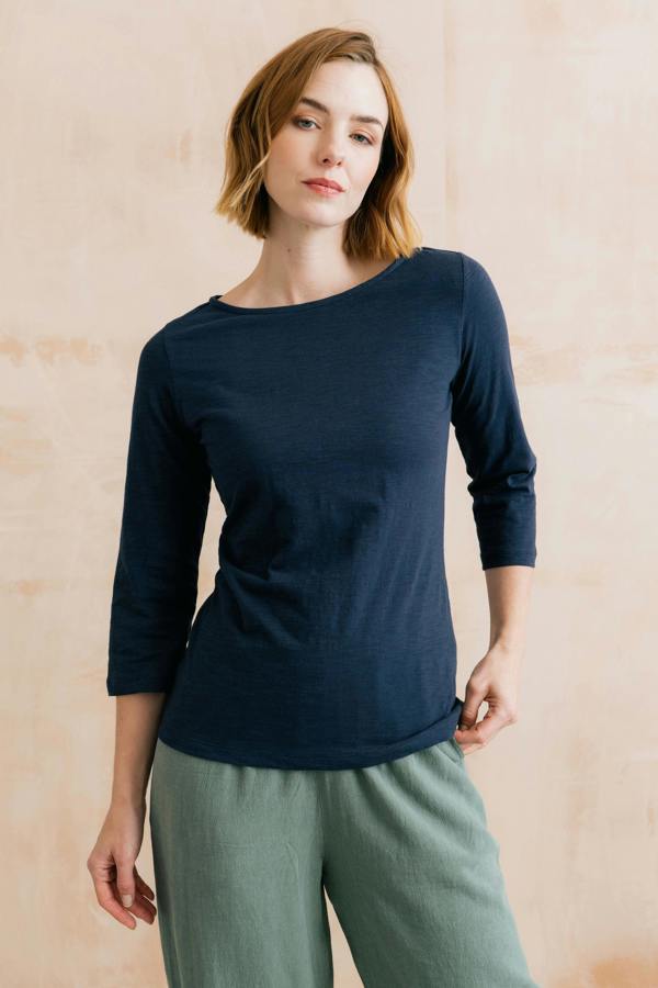 Lily & Me Monica Organic Cotton Jersey Top Navy