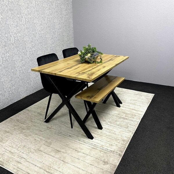 Kosy Koala Dining Table Set with 2 Velvet Chairs And Wooden Bench Dining Room Furniture