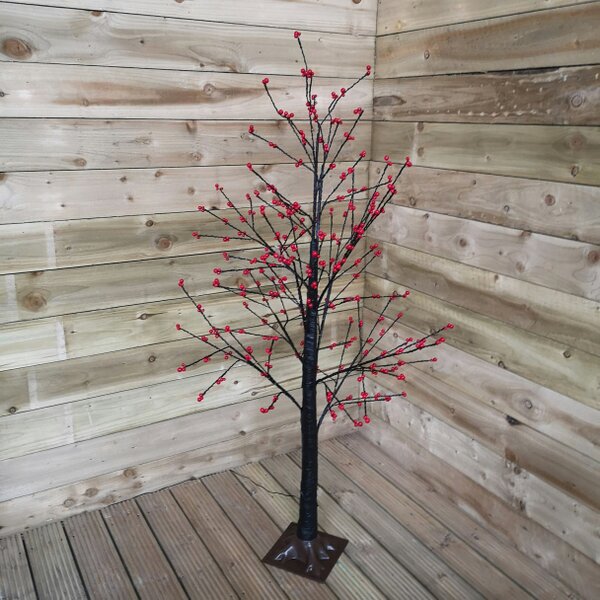 Samuel Alexander 150cm 5ft Christmas Lit Black Twig Berry Tree 500 Warm White LED