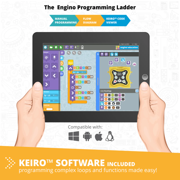 Engino STEM & Robotics Mini Set (including plastic tub, ERP MINI CONTROLLER, 2x IR sensors, 1 touch sensor, 1 LED & 2 motors)