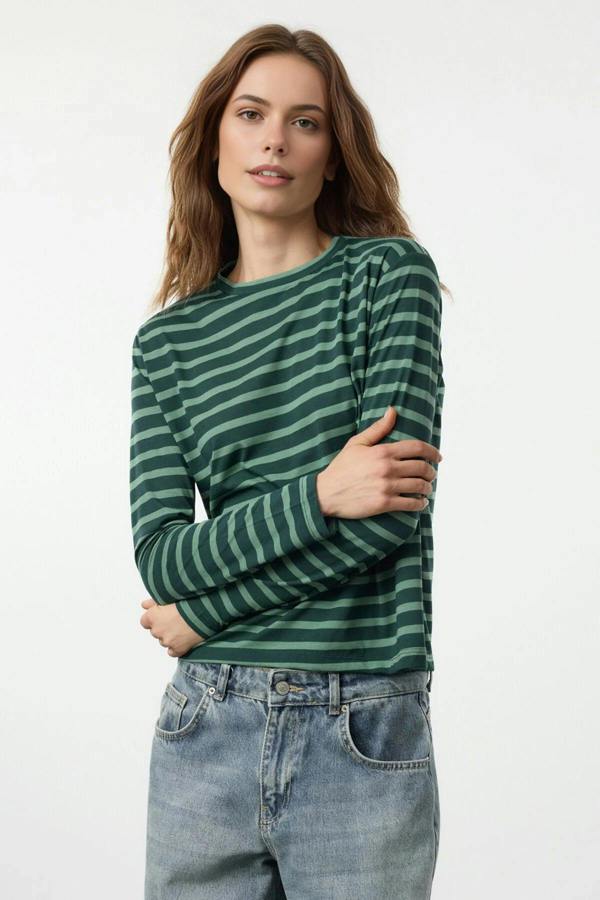 WOVCOR Striped Crew Neck Knit T-Shirt