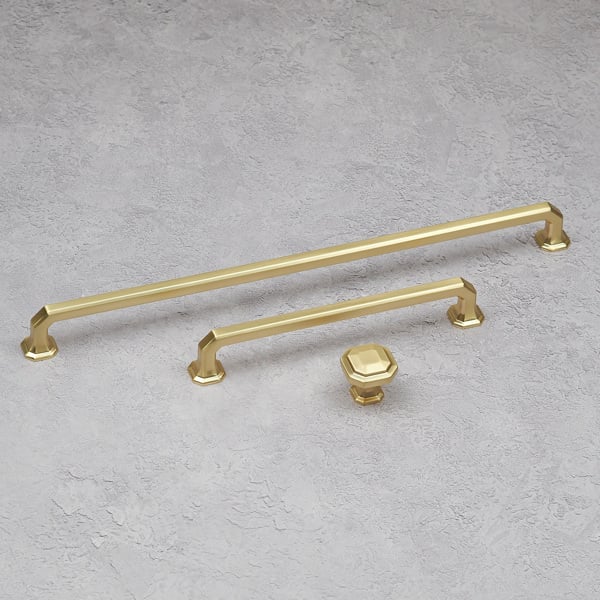 Handle & Home Satin Brass Octagonal Cabinet Handles & Coordinating Knob