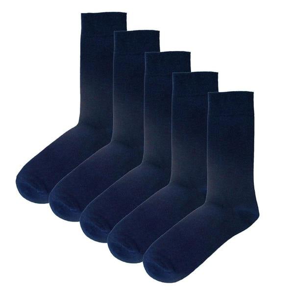 Jemsox 5 Pack - Men’s Luxury Navy Blue Plain Colour Organic Cotton Comfort Welt Socks – UK 6-9