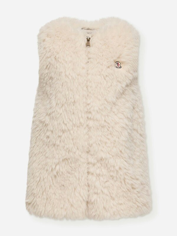Moncler Enfant Girls Faux Fur Sleeveless Dress in Ivory