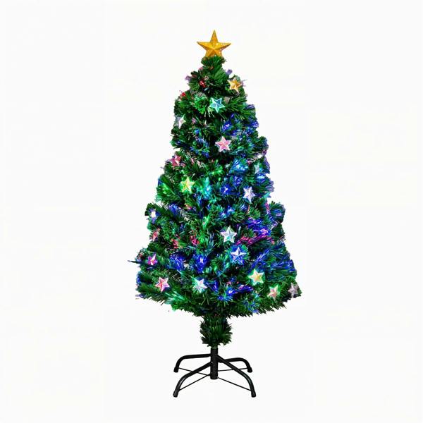 2ft to 6ft Fibre Optic Christmas Trees with LED Stars, PVC Green Tips and Pre-Lit Design image 1