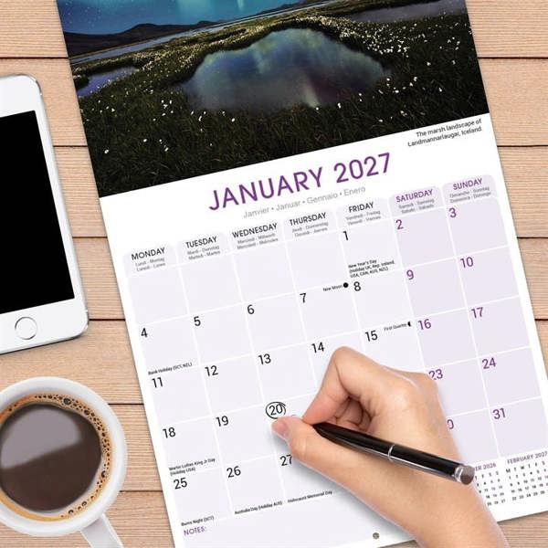 Natural Elements Northern Lights Calendar 2027, Wall Calendars, Month To View, Natural World, Gift
