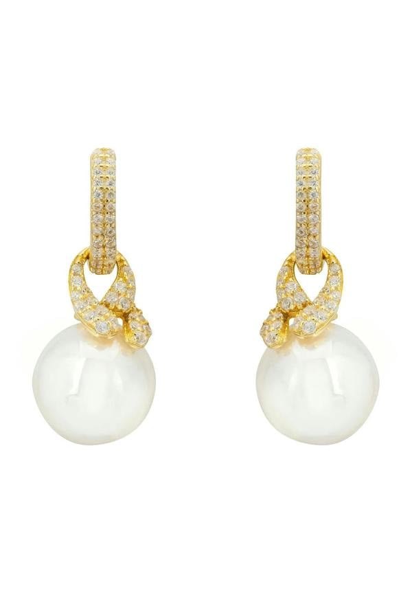 Latelita Tie The Knot Drop Pearl Earrings Gold