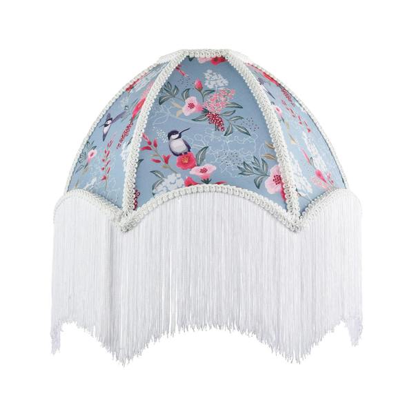 1920s Vintage Duck Egg Lamp Shade with Vibrant Flowers and Birds Decor Image 1