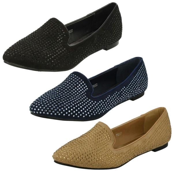 Spot On Ladies Spot On Gem Detailing Casual Shoes