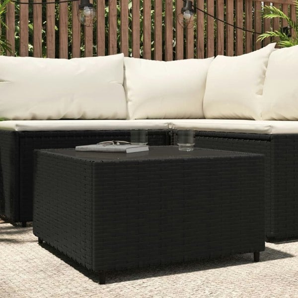 Berkfield Square Garden Coffee Table Black 50x50x30 cm Poly Rattan