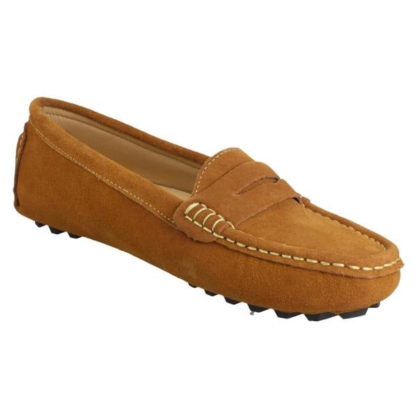 Down to Earth Ladies Down To Earth Suede Leather Slip On Moccasins F80593