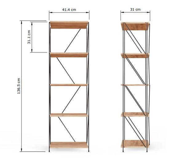 Timber Art Design Leyo 5 Tier Storage Rack Wotan Oak