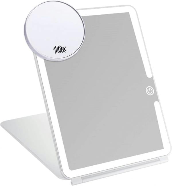 Rechargeable LED Makeup Mirror with Touch Sensor, Dimmable Lights, Adjustable Stand, Clear Reflection and Portable Design for Daily Beauty Routines