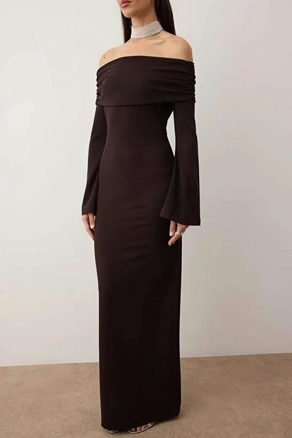 WOVCOR Carmen Collar Maxi Elegant Evening Dress