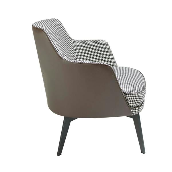 Angel Cerdá Black and White Fabric and Chocolate Brown Leatherette Armchair 5011