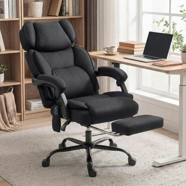 High Back Vibration Massage Office Chair Heated Reclining Computer Chair w/ Adjustable Height, Swivel Wheels, Black
