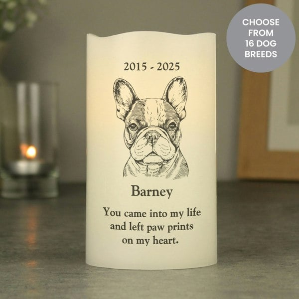 Personalised Memento Company Personalised Dog Breed Memorial LED Candle