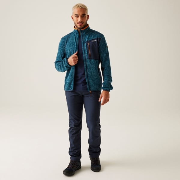 Regatta Mens Baslinn Marl Full Zip Fleece Jacket - Moroccan Blue Marl / Navy