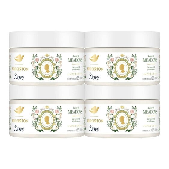 Dove Bridgerton Body Scrub - Love & Meadows Exfoliator Scrub 225ml 4 Pack