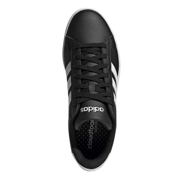 Adidas Unisex Adult Grand Court 3 Stripes Leather Cloudfoam Trainers - Core Black/Cloud White - 