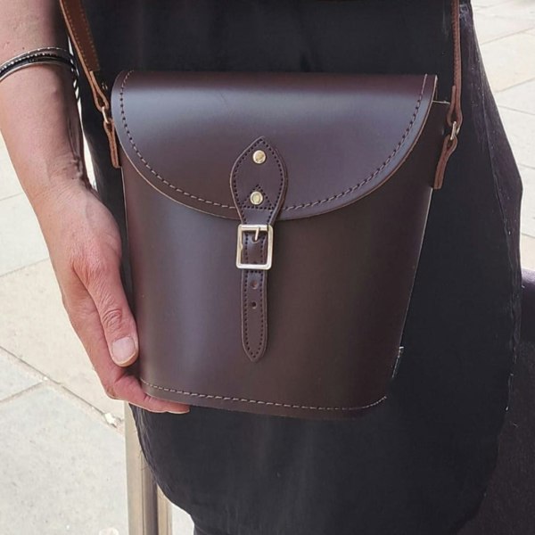 Zatchels Handmade Leather Barrel Bag - Dark Brown