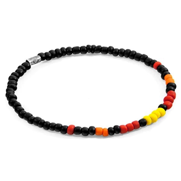Anchor & Crew Yellow - Black Edgar Silver and Glass SKINNY Bracelet