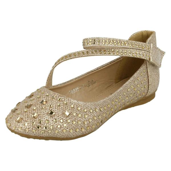 Spot On Girls Spot On Glitter Flat Ballerina Party Shoes H2335