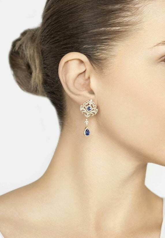 Latelita Claridge Drop Earrings Tanzanite Gold