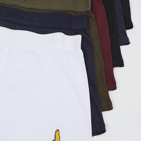 Brave Soul Pack of 7 Boxers with Embroidery Detail - Black
