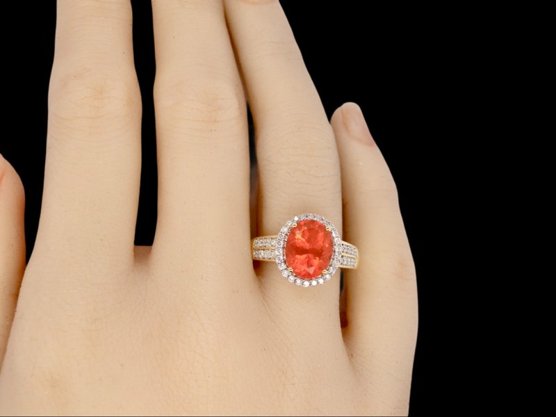 Vintage Tom A Fire Opal and Diamond Cluster Ring