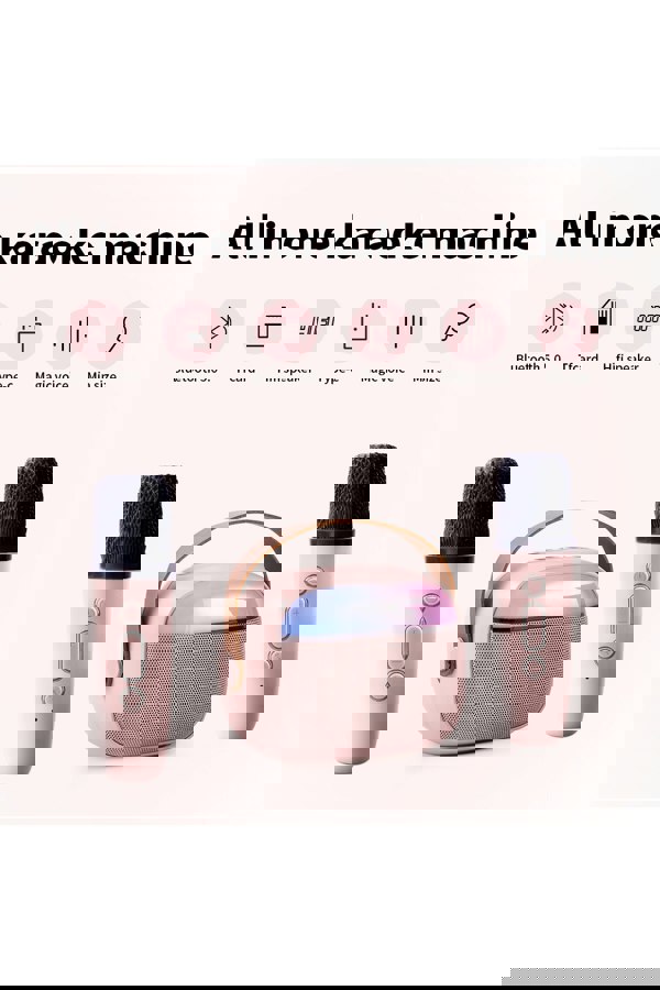 Living and Home Portable Karaoke Machine with Wireless Microphones and RGB Lights