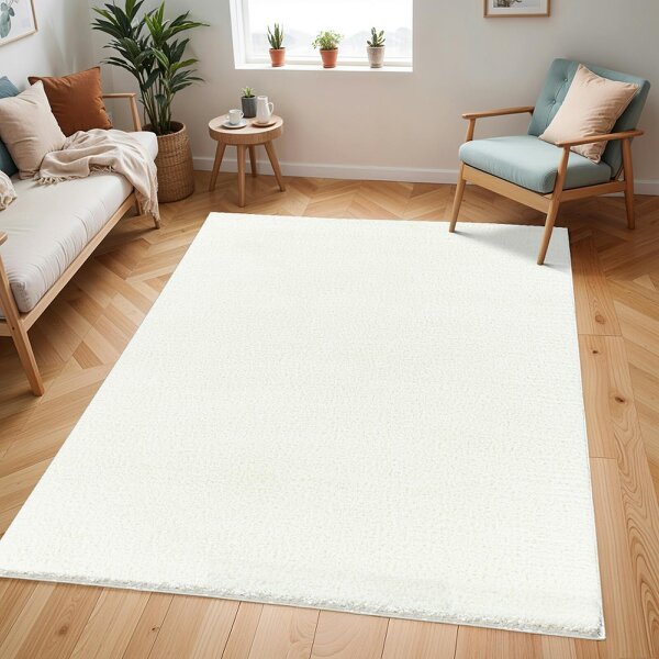 Livabliss Cloudy Shaggy CDG2302 Solid Color Ivory Plush Soft Pile Rug