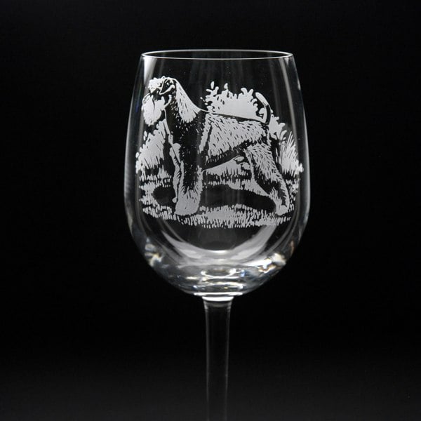 Glyptic Glass Art Schnauzer Dog Crystal Wine Glass - Hand Etched/Engraved Gift