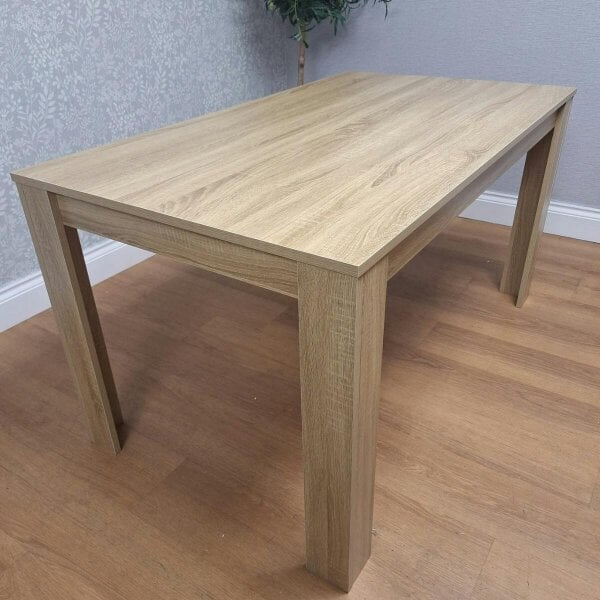 Kosy Koala Oak Effect Dining Table Set With 4 Grey Gem Pattern Chairs And Bench Dining Room Furniture