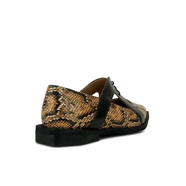 Embassy London Harlowe - Brown Snake - Women's cutout leather lace up shoe