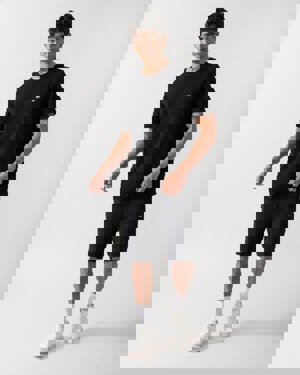 BOSS Green Taddy Mens Cotton Piqué T-Shirt with Oxford-Jacquard Back Collar - Black 001