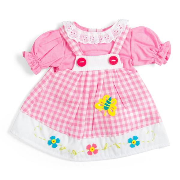 Bigjigs Toys Pink Checkered Pinafore Dress for 30cm Rag Dolls (Medium)